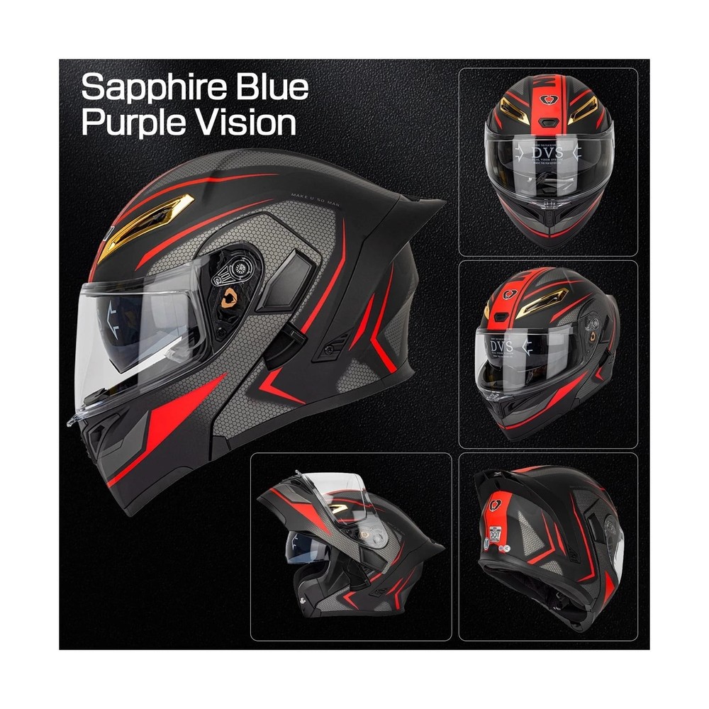 Bluetooth Modular Motorcycle Helmet DOT Certified Flip Up Full Face Integrate...