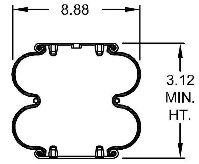 Double Convoluted Air Spring Bag Replace Hendrickson 8768 Firestone W01-358-6910