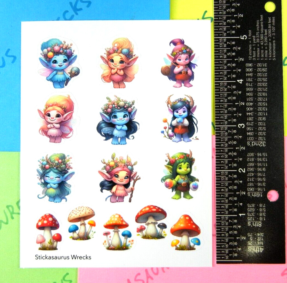 Fairy Trolls Sticker Sheet Style 3