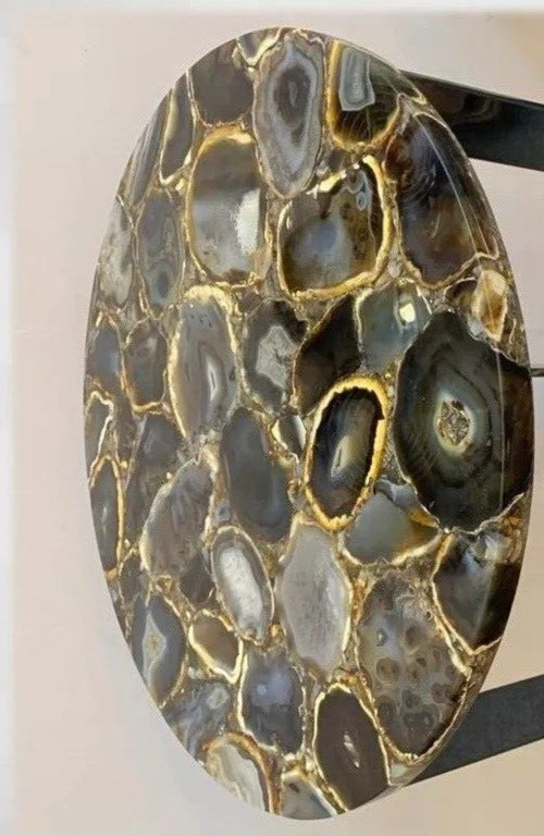 Natural Black Agate Coffee Table Top Side Table, Agate Console Table Home Decor