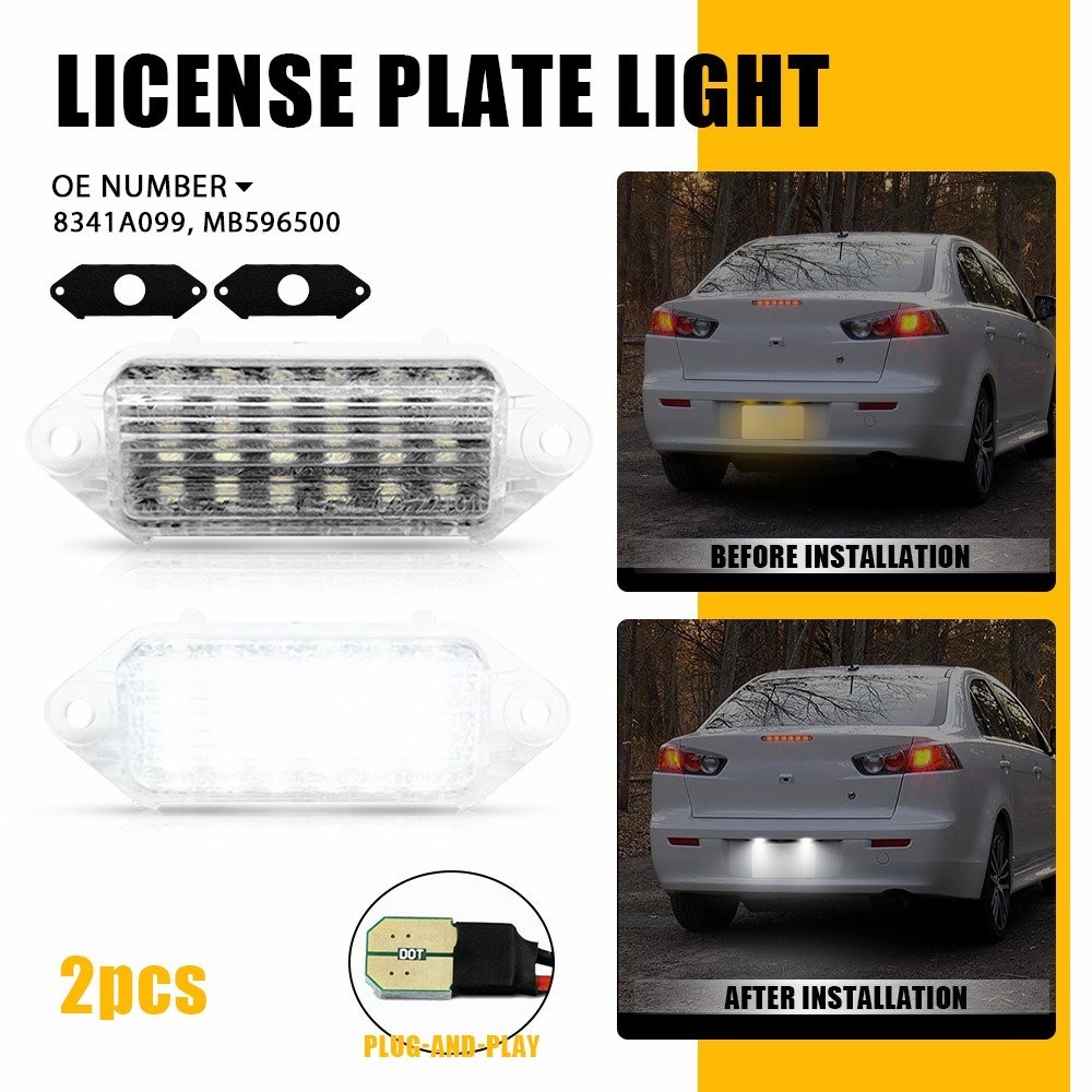 2x Clear LED License Plate Light Tag Lamps For 2007-2016 Lancer Evolution X EAAE