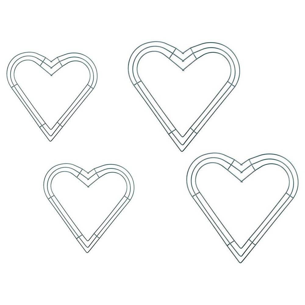 4 Pcs Iron Wreath Circle Flower Hoops DIY Frame Heart Shape Form