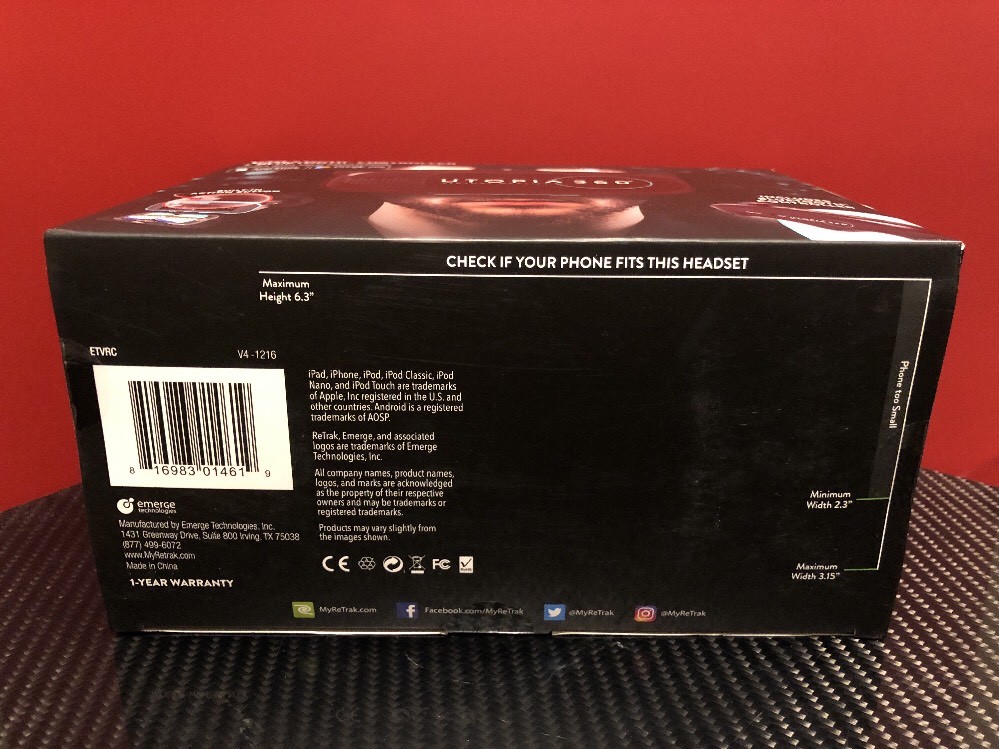 ReTrak UTOPIA 360 VIRTUAL REALITY 3D HEADSET + BLUETOOTH CONTROLLER NEW