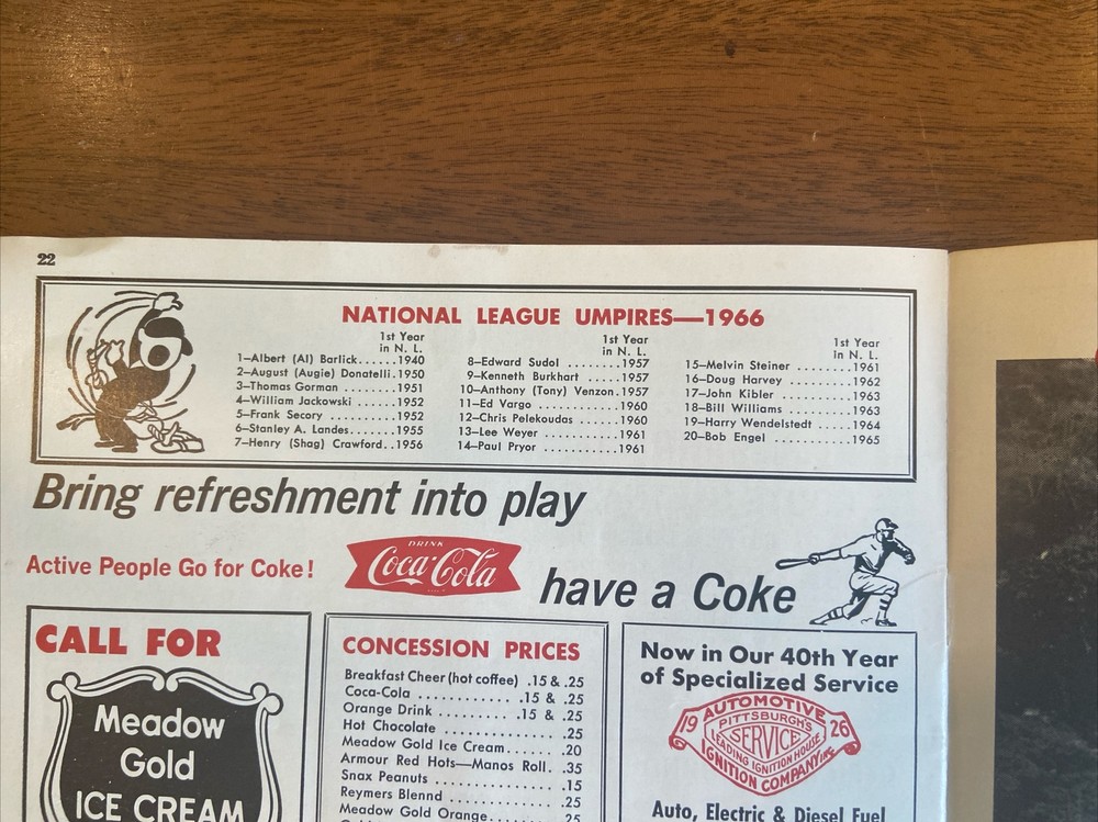 Pittsburgh Pirates vs Cincinnati MLB Program / Scorecard 1966 Scored Clemente