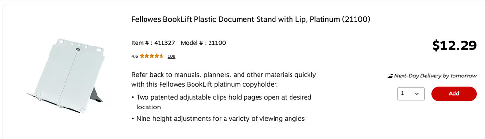 fellowes booklift copyholder