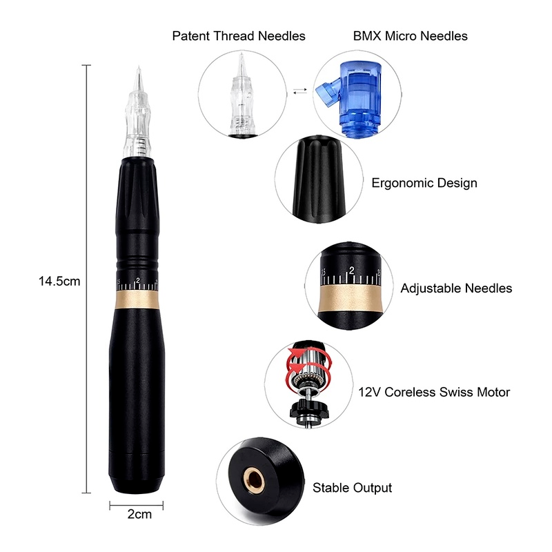Permanent Makeup Machine Eyebrow Microblading Pen Kit Power Supply Needles Cord