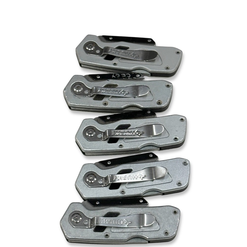 Husky Folding Box Cutters Utility Knife Tool Set, 5 Pieces