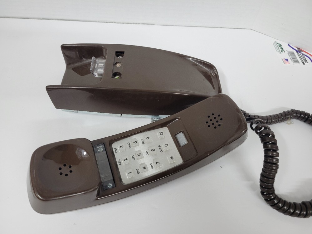 Vintage Comdial Push Button Wall Mount Phone Chocolate Brown  Untested