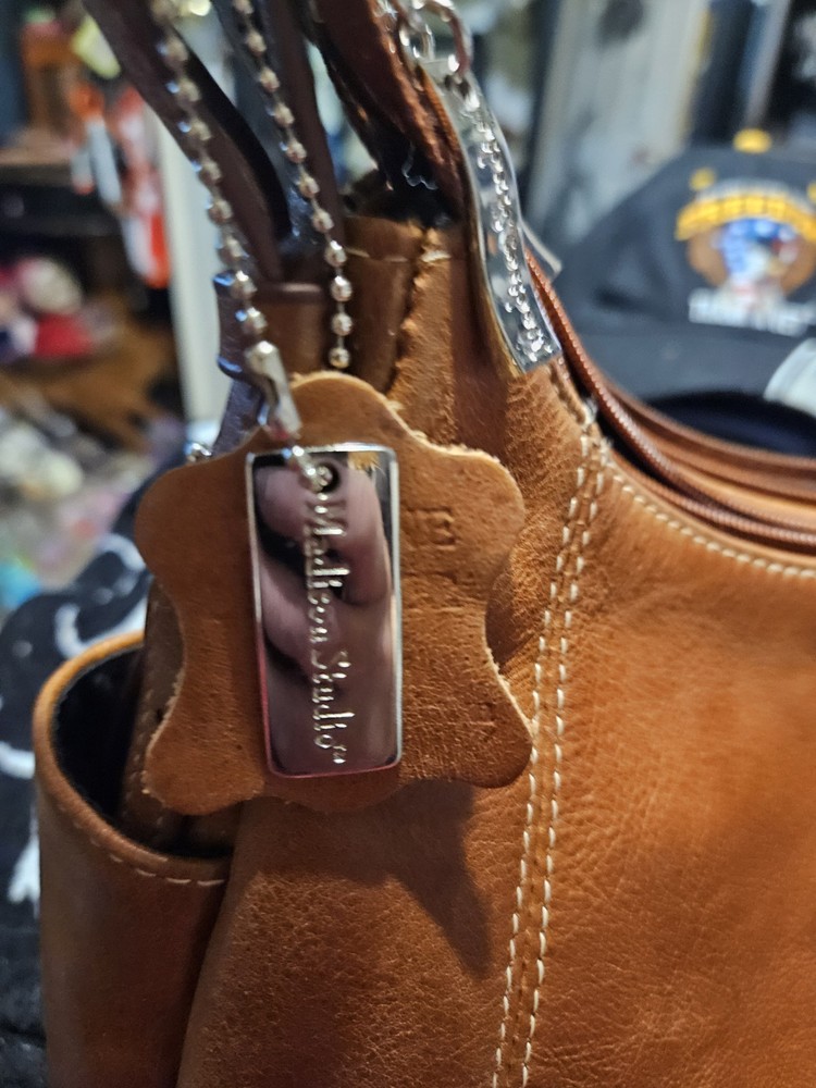 Madison Studio Retro Shoulder Bag Cognac Auth Leather Dual Pockets~ 3 Sections