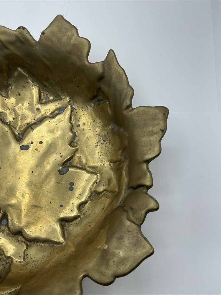 Italian Solid Brass Maple Leaf Decorative Bowl MCM , Academia, Fall, Cottage