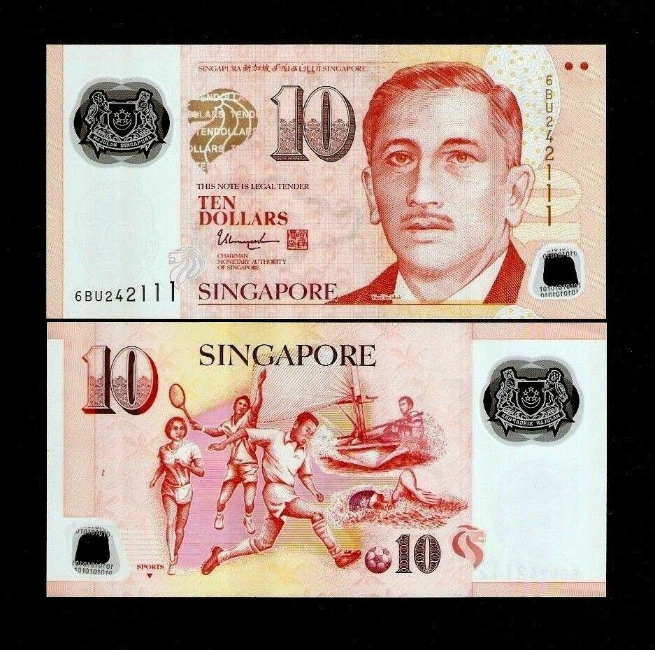 SINGAPORE 10 DOLLAR 2014-2023 1 or 2 Hollow or 1 Solid House Triangle UNC 1 NOTE
