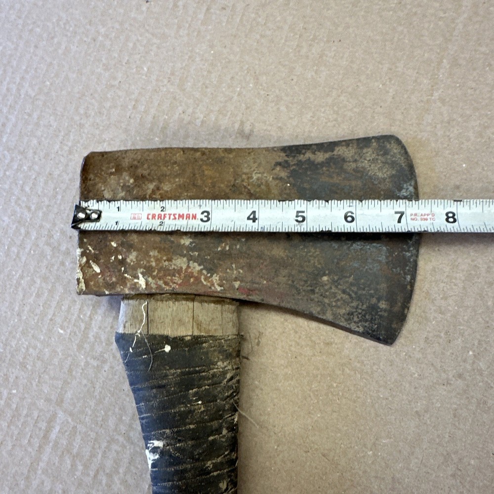Vintage Unmarked As Found Camp Axe With Wood Handle 19”