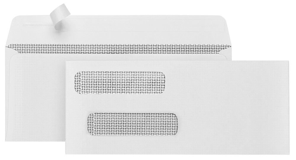 500#8 Self Seal Double Window Security Envelopes Designed for Number 8, White