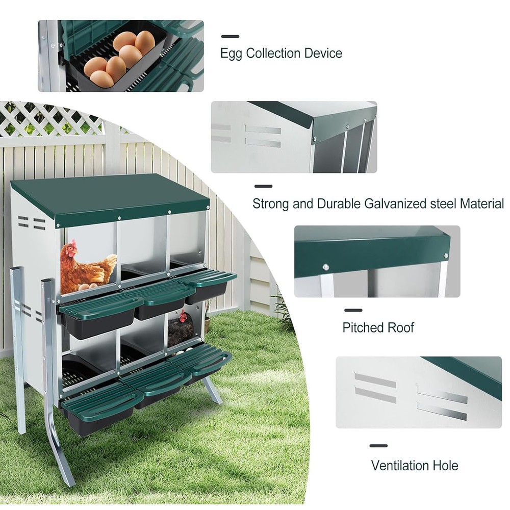 Chicken Nesting Boxes 6 Hole Metal Chicken Egg Laying Nesting Box With Perch