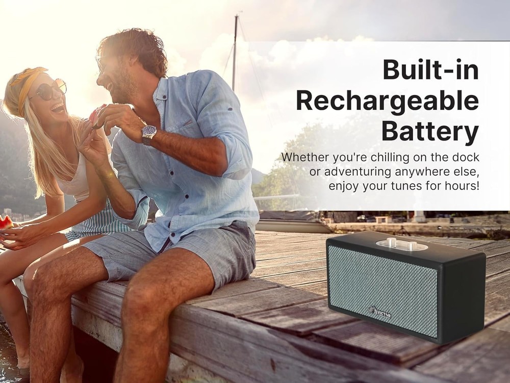 Victor VAS-3003 Portable Bluetooth Speaker with Radio and USB Reader - Black