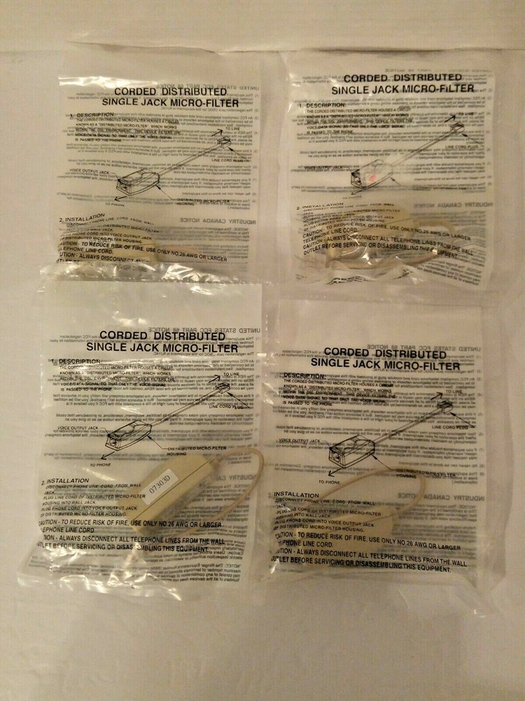 Corning Corded Distributed Single Jack Micro Filter  LOT of 4 NEW