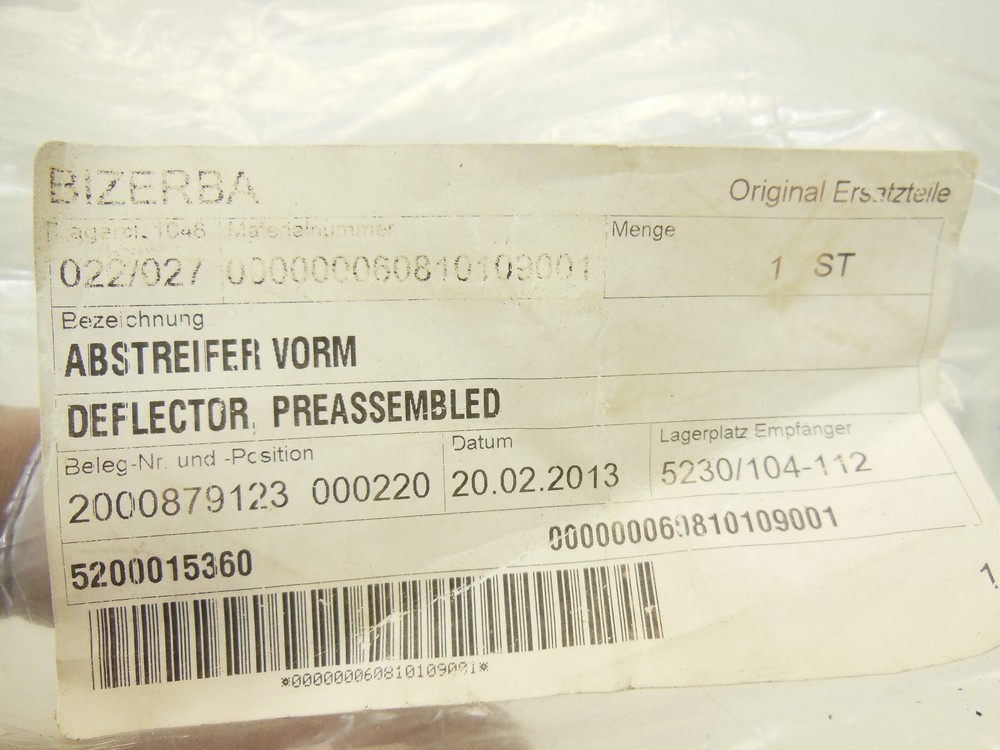 Bizerba deflectorscraper 60810109001