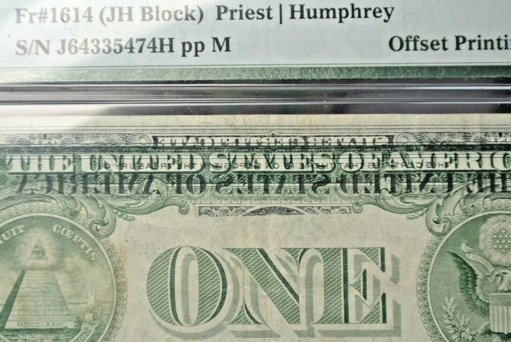 1935 E $1 SILVER CERTIFICATE PMG 40 PARTIAL OFFSET FRONT to BACK Error -RARE
