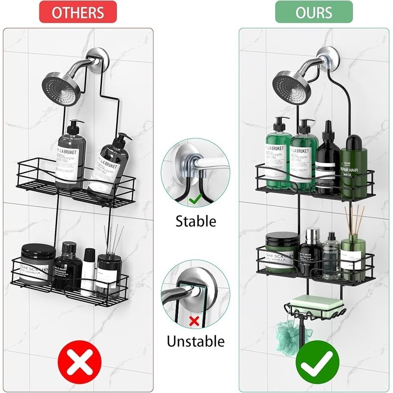 Shower Caddy Over Shower Head Rust Resistant Organizer Hanging Storage Rack New