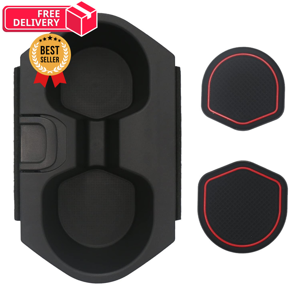 Civic Cup Holder Insert w/Coaster for Center Console Compatible red coaster
