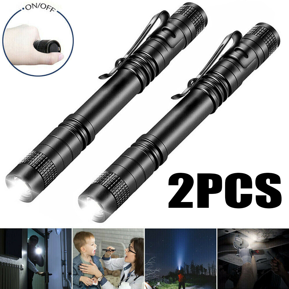 2x 900000lm Tactical Small Flashlight LED Torch Light Mini Super Bright Penlight