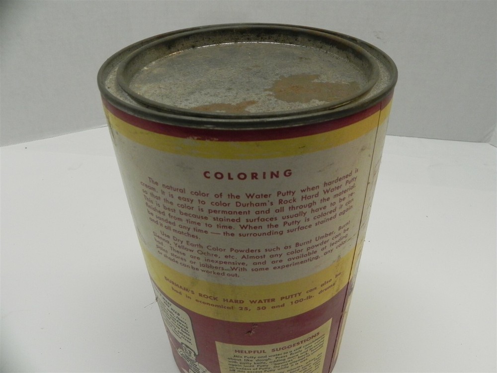 DURHAM'S ROCK HARD WATER PUTTY 4 POUND CAN EMPTY INCLUDES LID