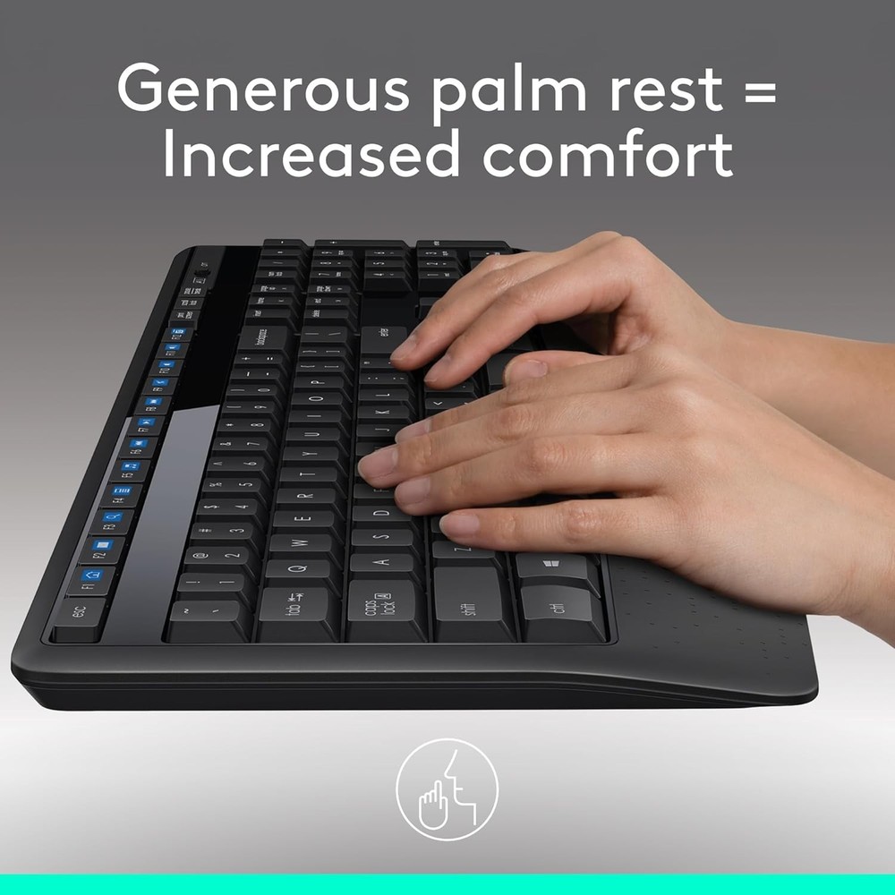 Quiet Operation Wireless Keyboard & Mouse Set - Logitech MK345 for Home & Office