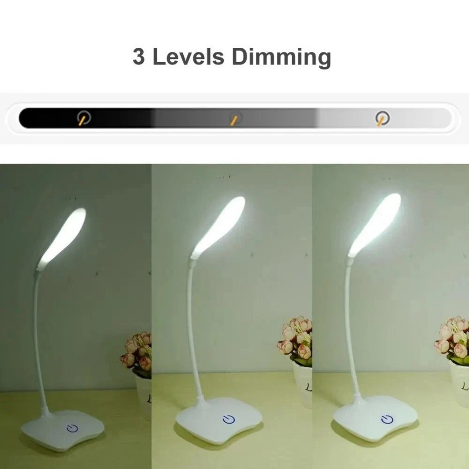 USB LED Desk Light Dimmable Bedside Reading Lamp Rechargeable Touch Control -&#