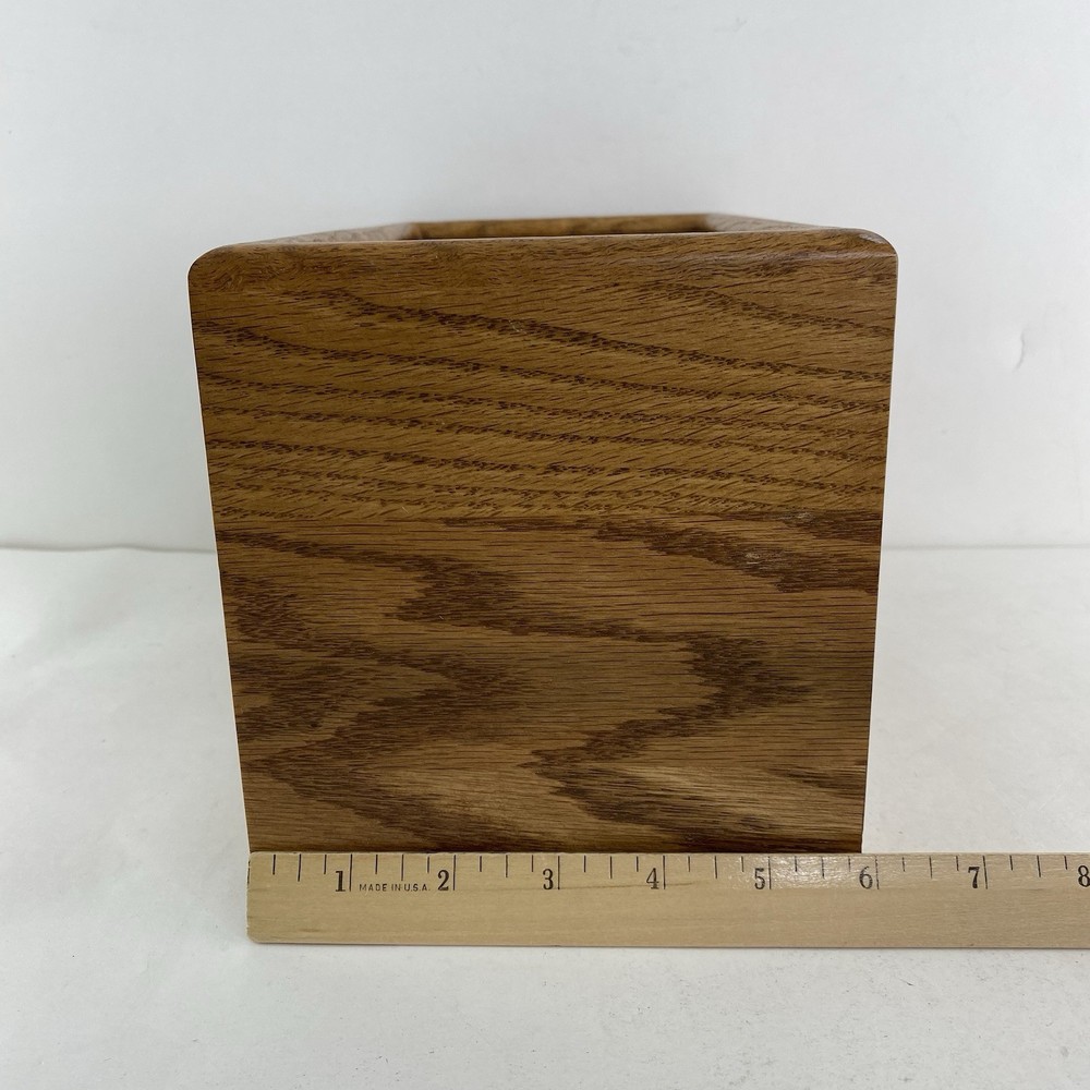 Vintage Solid Oak Tissue Kleenex Deep Box Cover Dispenser Woodgrain Rectangular