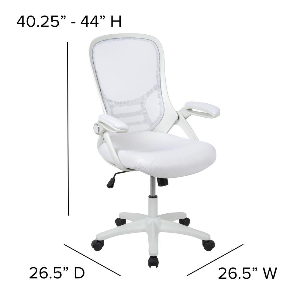 High Back White Mesh Ergonomic Swivel Office Chair with White Frame and...