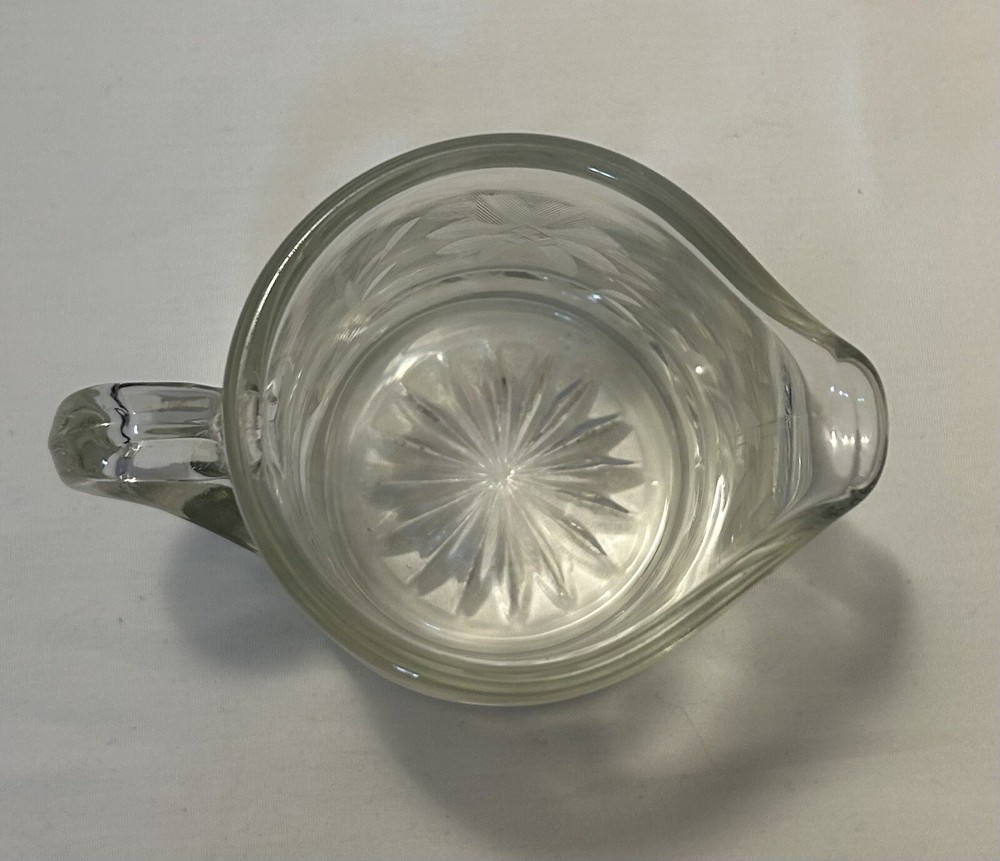 Etched Flower Clear Glass Creamer