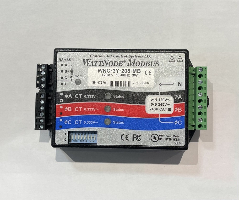 WattNode Modbus Continental Control Systems LLC WNC-3Y-208-MB