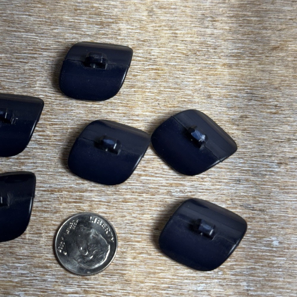 Lot of 6 Unbranded RECTANGULAR SHIFT Buttons: NAVY BLUE, ONE HOLES, PLASTIC