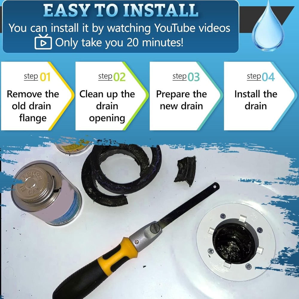 Shower Drain Replacement Kit for Fiberglass & Plastic Shower Pans