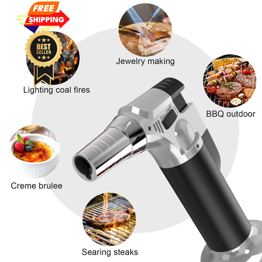 2 Pack Torch, Butane Torch Refillable, KitchenTorch for Cooking Black&silver