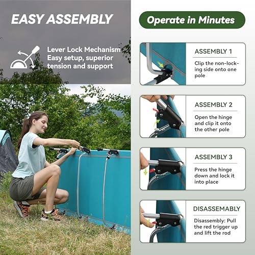 Lightweight Folding Tent Camping Cot Bed with Lever Lock, Easy Setup Blue
