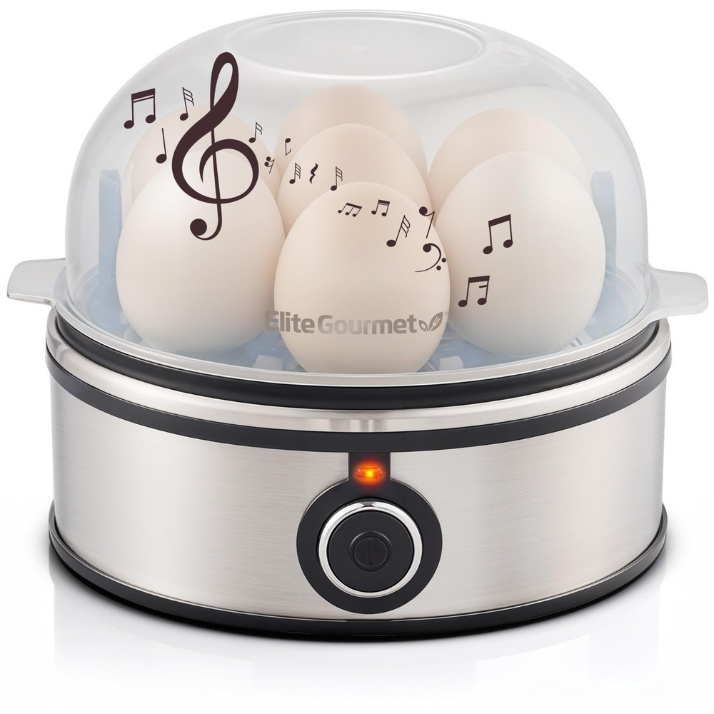 7-Egg Capacity Egg Cooker - Soft, Medium, Hard-Boiled, Omelets, Poached Eggs, Au