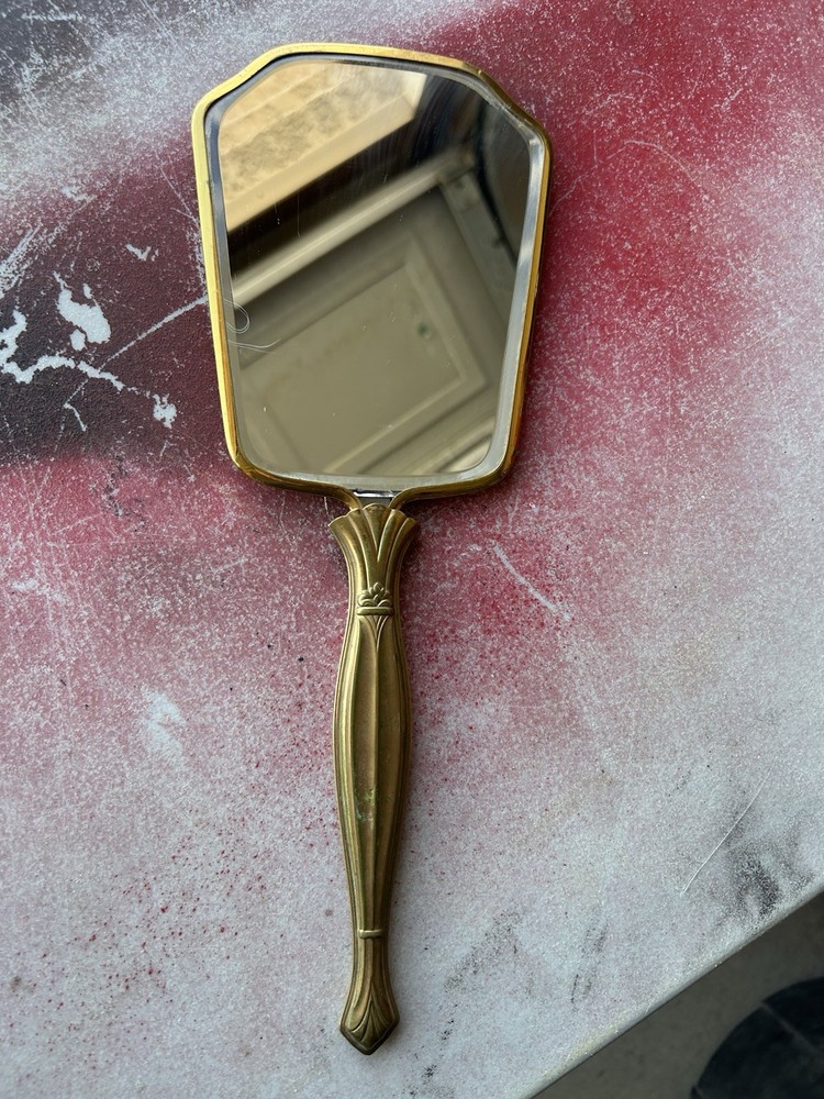 Antique Padded Hand Held Vanity Mirror