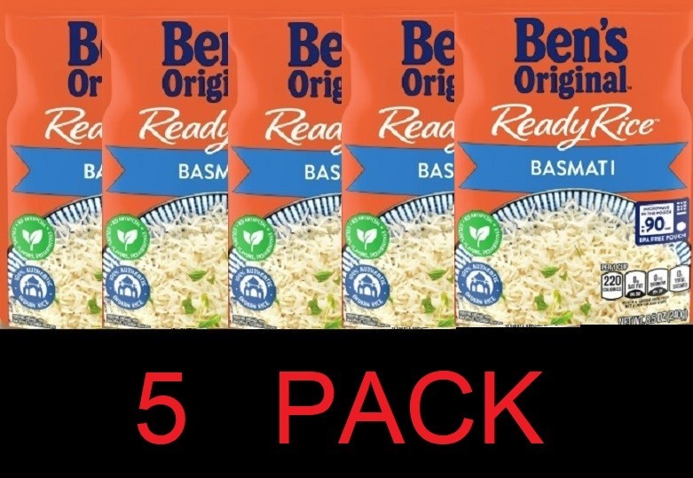 Ben's Original Ready Rice Basmati 100% Authentic Indian 8.5 oz Pouch - 5  PACK