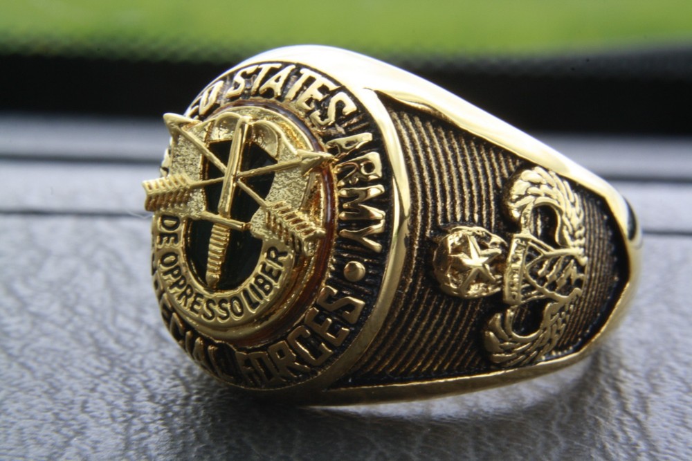 US Special Forces Special Unit Gold Plated Military Men's Ring 352