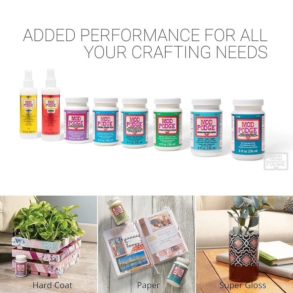 Mod Podge Super Gloss Multi Surface Decoupage Glue 8 Oz Clear Finish