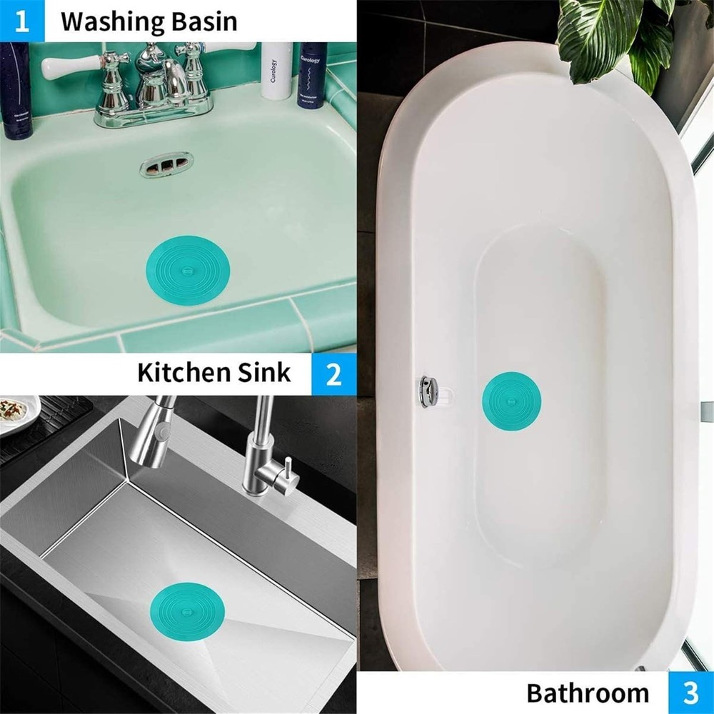 Effective 2-Pack 6” Silicone Drain Stoppers - Ideal for Bath & Laundry Use