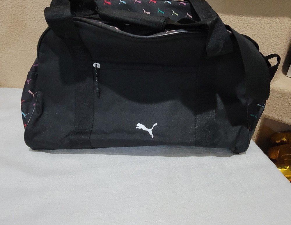 Puma Black Duffel Gym Bag – Adjustable Strap – Authentic