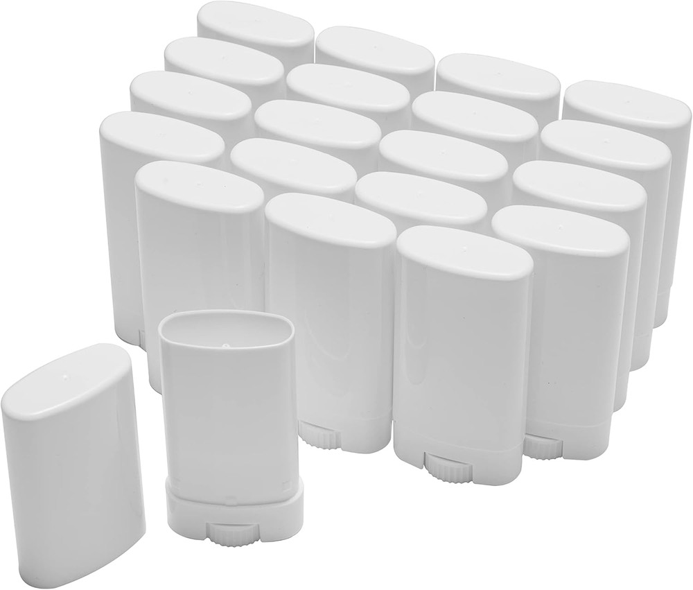 Empty Oval Deodorant Lip Lipstick Balm Tubes Containers Plastic (20-Pack) (15Ml,
