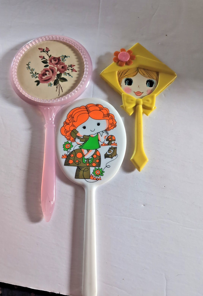 3 Vintage Kids Hand Mirrors