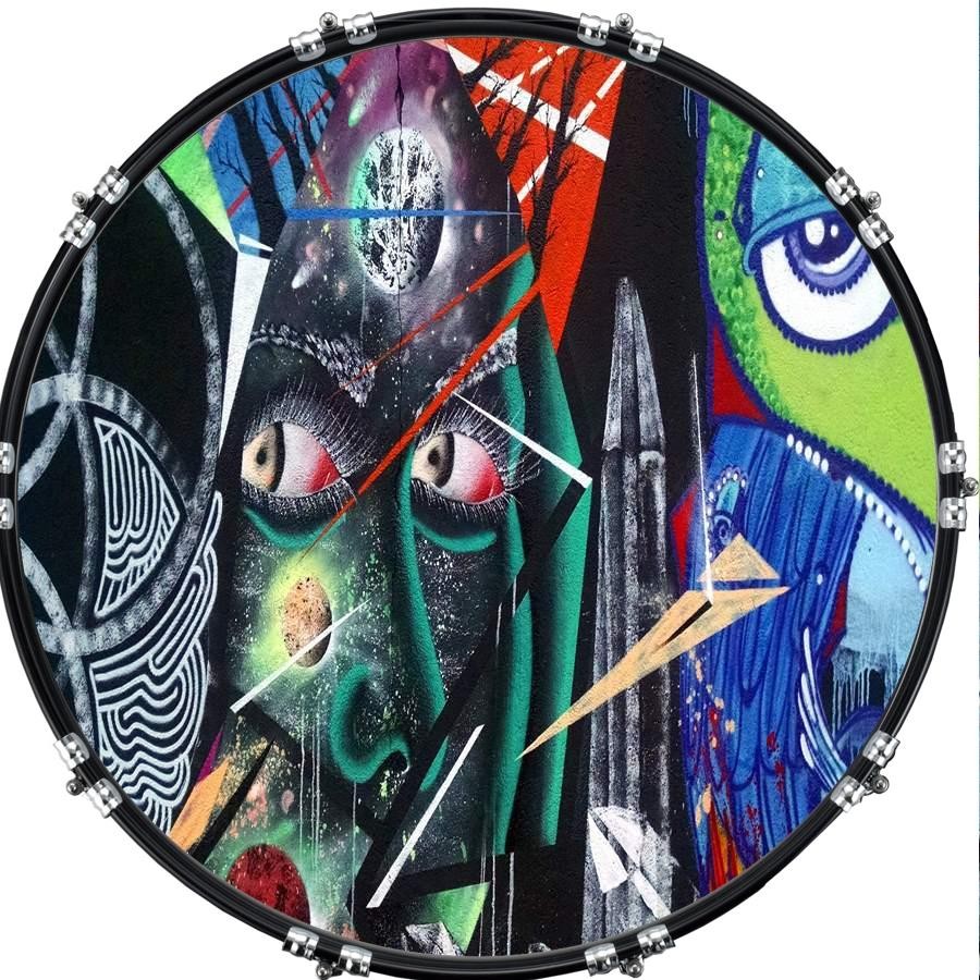 Custom 22" Kick Bass Drum Head Graphical Image Front Skin Graffiti 9