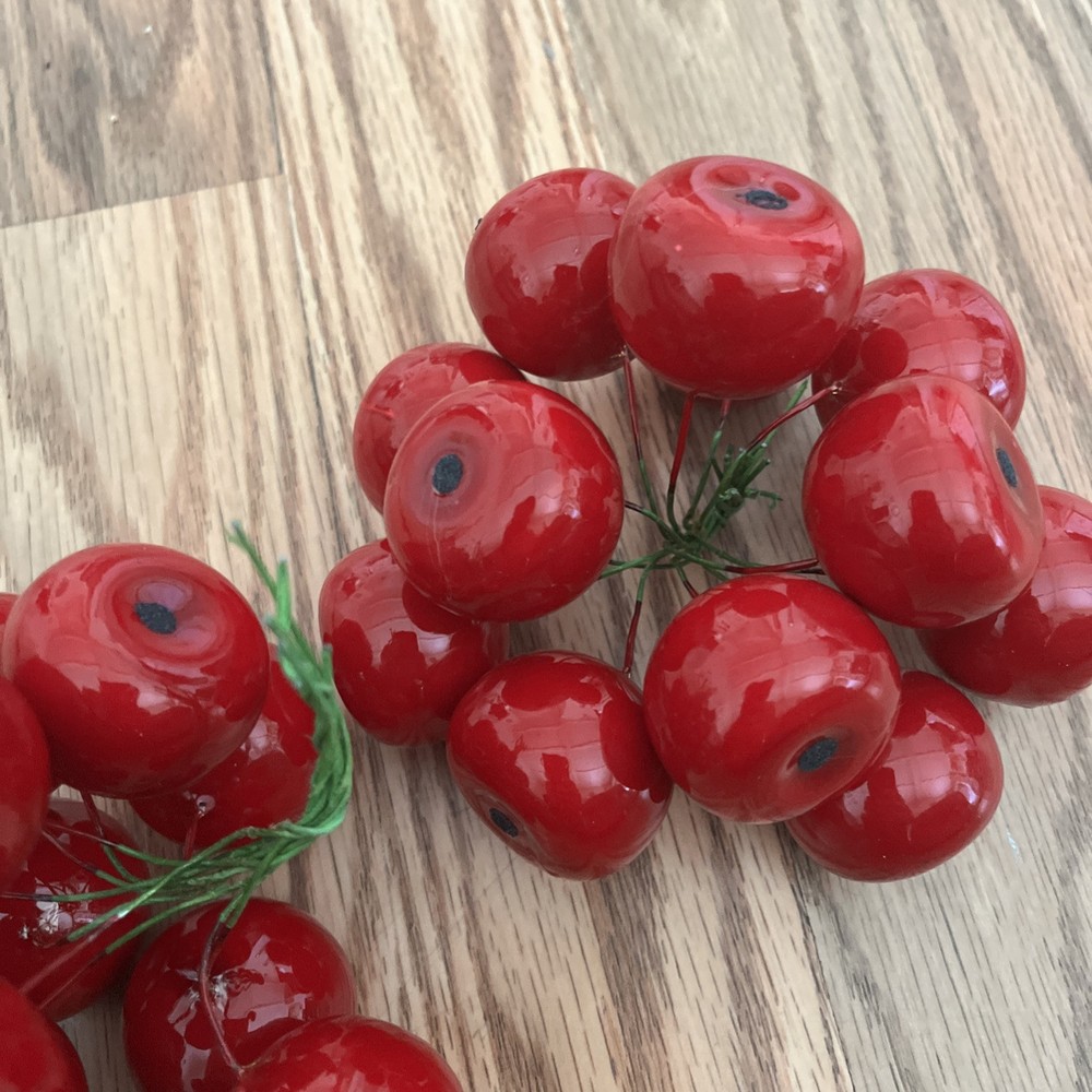 48 Pcs Red Artificial Cherries, Fake Fruit Decor Simulation Cherry Model