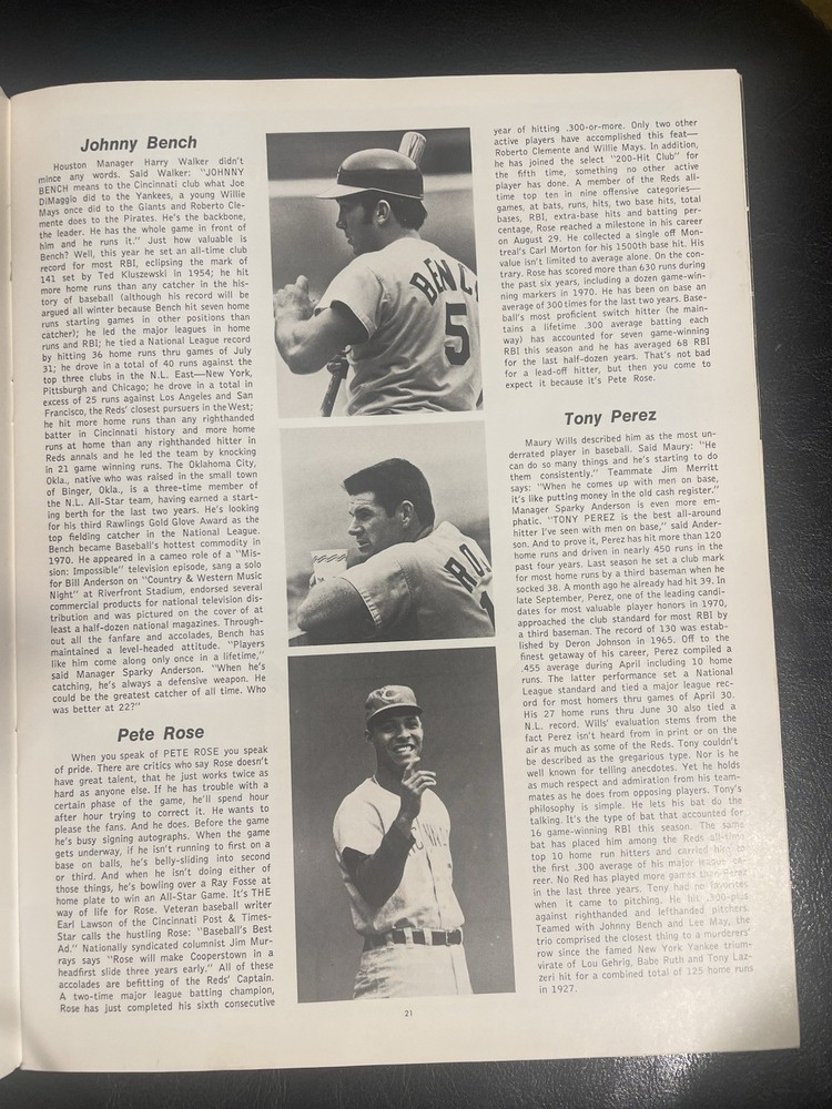 1970 World Series program Unscored From Cincinnati.