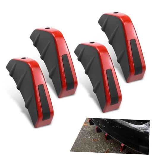 Car Lower Bumper Lip Diffuser, Anti-scratch Triangular-shape Bumper 4 PCS Red