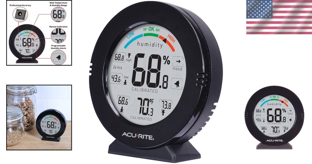 Pro Accuracy Temp & Humid Gauge Black